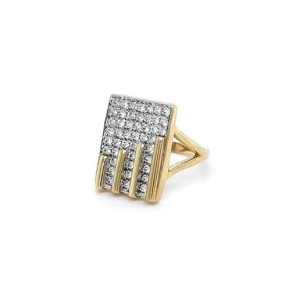 Кольцо с цирконием в комбинации с золотом