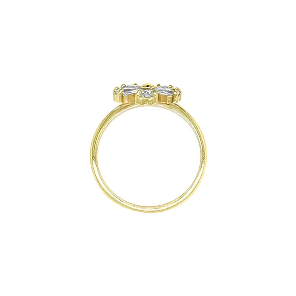 Золотое кольцо Цветок с цирконами