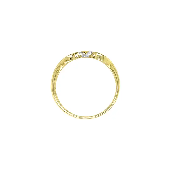 Золотое кольцо с цирконами из комбинированного золота