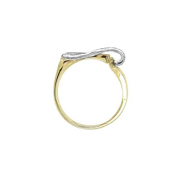 Золотое кольцо с цирконами из комбинированного золота