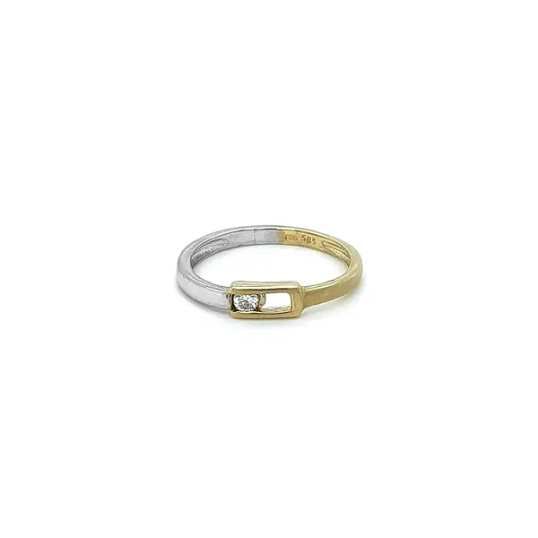 Кольцо с цирконом из комбинированного золота