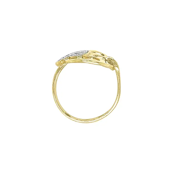 Золотое кольцо с сердечками из цирконов