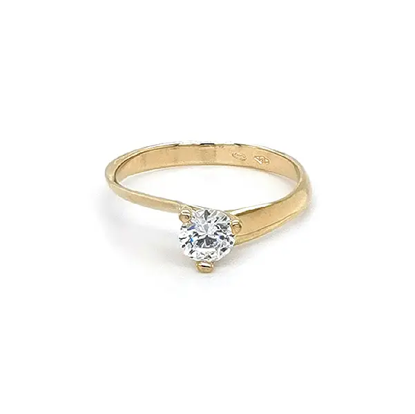 Золотое обручальное кольцо с цирконом