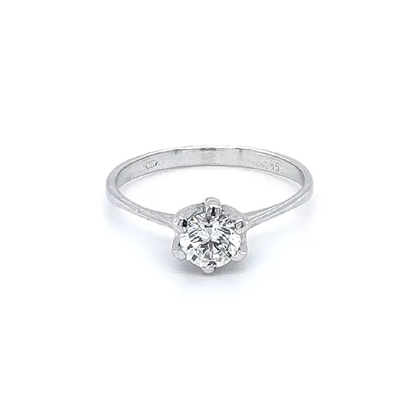 Помолвочное кольцо с цирконом из белого золота