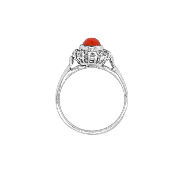 Золотое кольцо с кораллом и цирконами