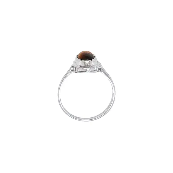 Кольцо с тигровым глазом из белого золота