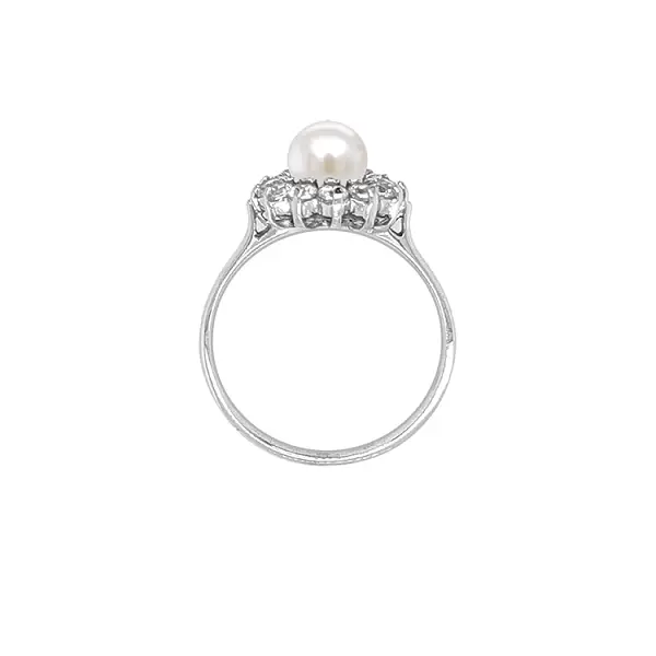 Золотое кольцо с жемчугом и цирконами