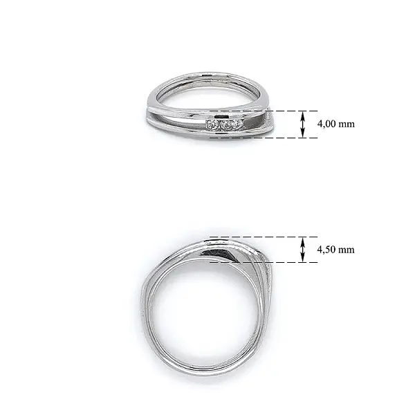 Кольцо с цирконами из белого золота