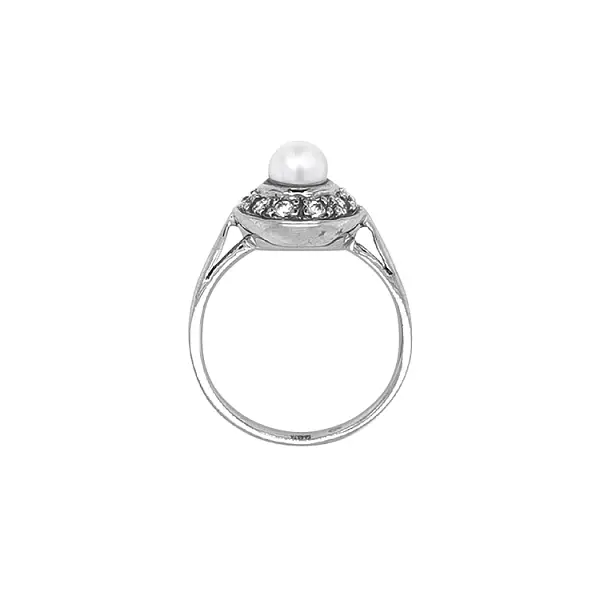 Золотое кольцо с жемчугом и цирконами