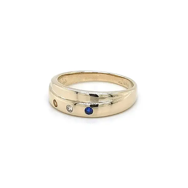 Золотое кольцо с цветными камнями