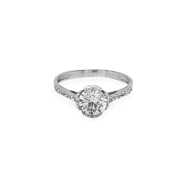 Золотое обручальное кольцо с цирконами