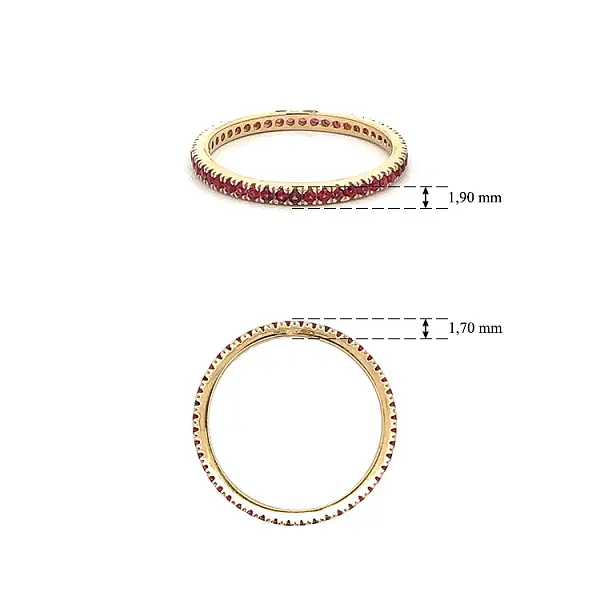 Золотое кольцо с красными камнями Вечность
