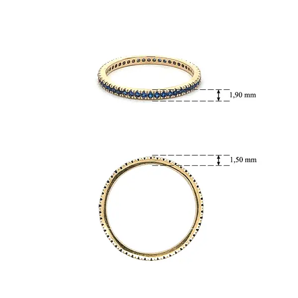 Золотое кольцо с голубыми камнями Вечность