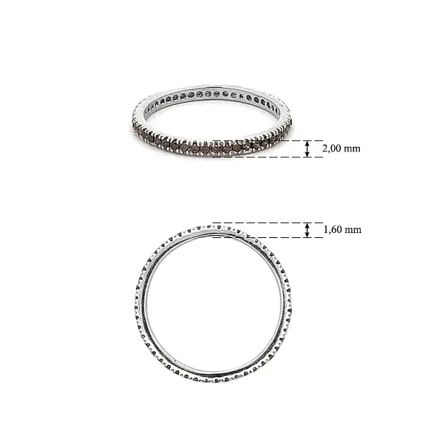 Кольцо из белого золота с коричневыми вечными камнями