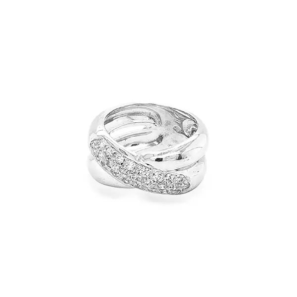 Женское кольцо с цирконами из белого золота