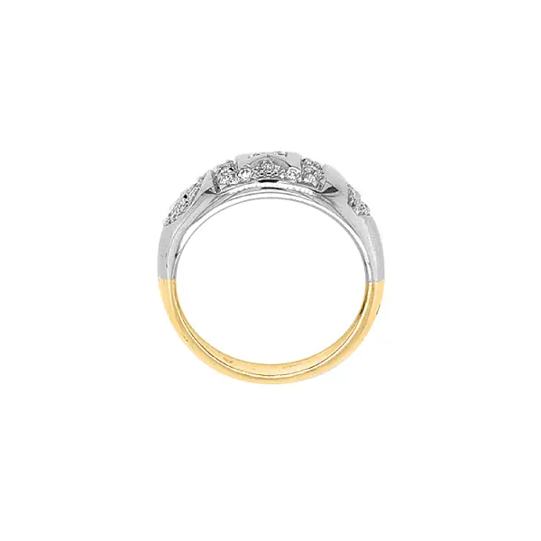 Комбинированное золотое кольцо с цирконами