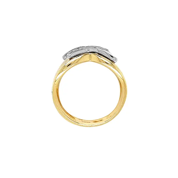 Комбинированное золотое кольцо с цирконами