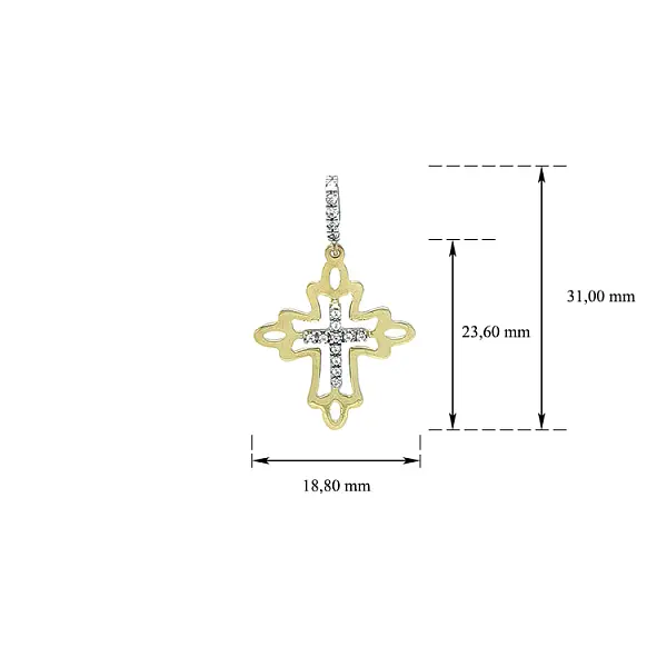 Крест с цирконами в золоте