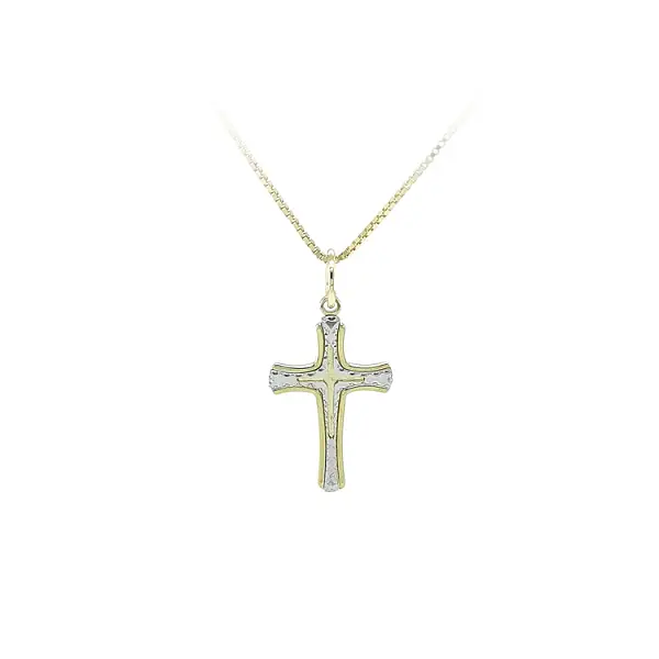 Подвеска Крест из комбинированного золота