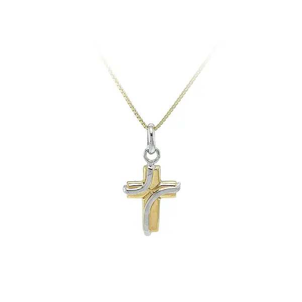 Подвеска Крест из комбинированного золота