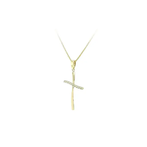 Золотая подвеска Крест с цирконами