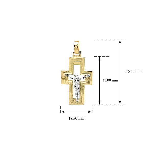 Золотая подвеска Крест с Иисусом Христом