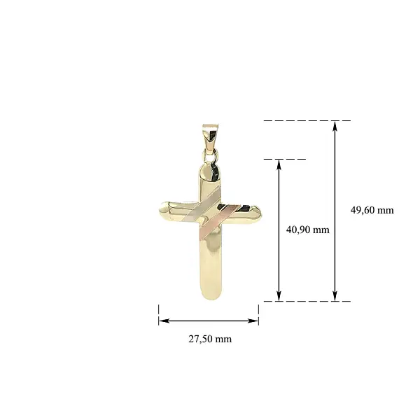 Подвеска Крест из комбинированного золота