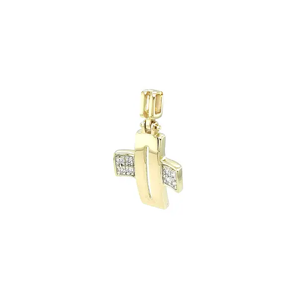 Золотая подвеска Крест с цирконами