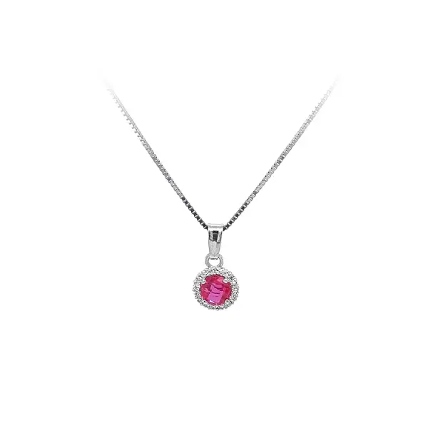 Подвеска с красным камнем из белого золота
