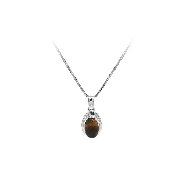 Подвеска с тигровым глазом из белого золота