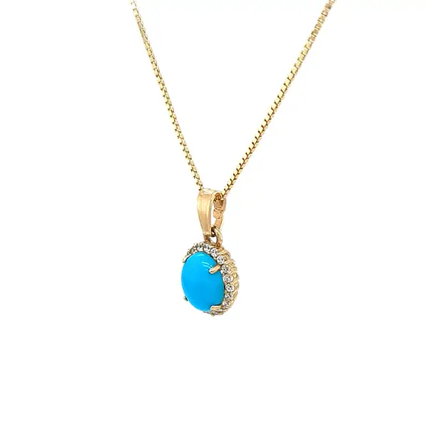Золотая подвеска с бирюзой и цирконами