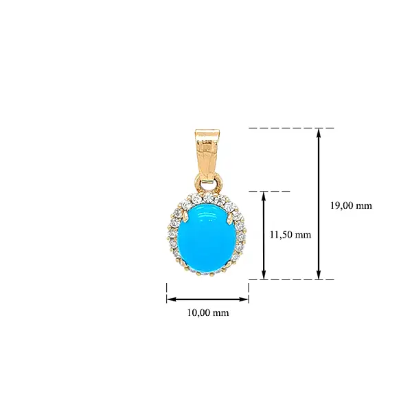 Золотая подвеска с бирюзой и цирконами