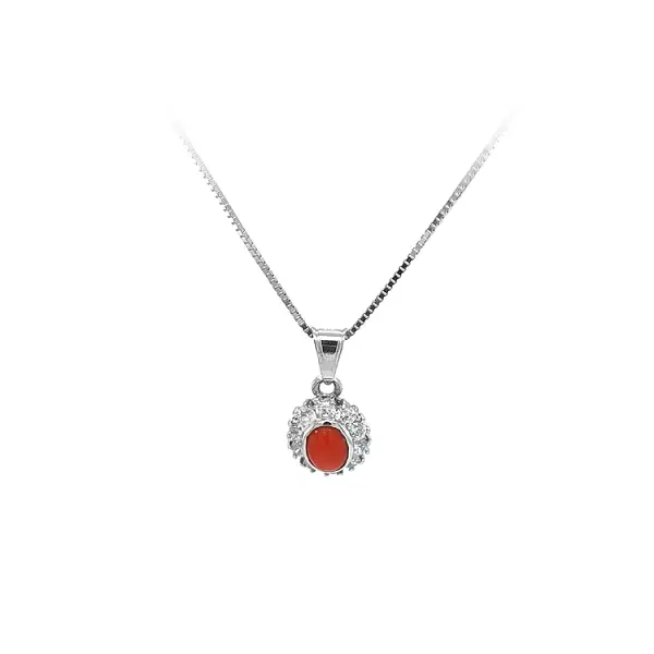 Кулон с кораллом из белого золота