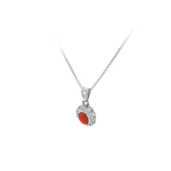Кулон с кораллом из белого золота