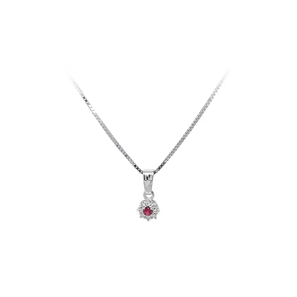 Подвеска с красным камнем из белого золота