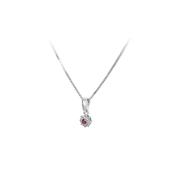 Подвеска с красным камнем из белого золота