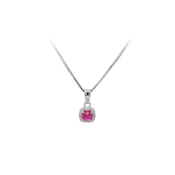 Подвеска с красным камнем из белого золота