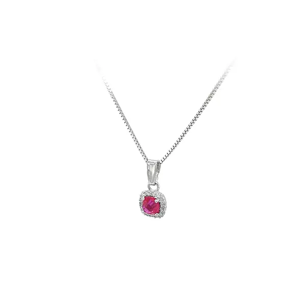 Подвеска с красным камнем из белого золота