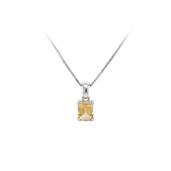 Подвеска с желтым камнем из белого золота