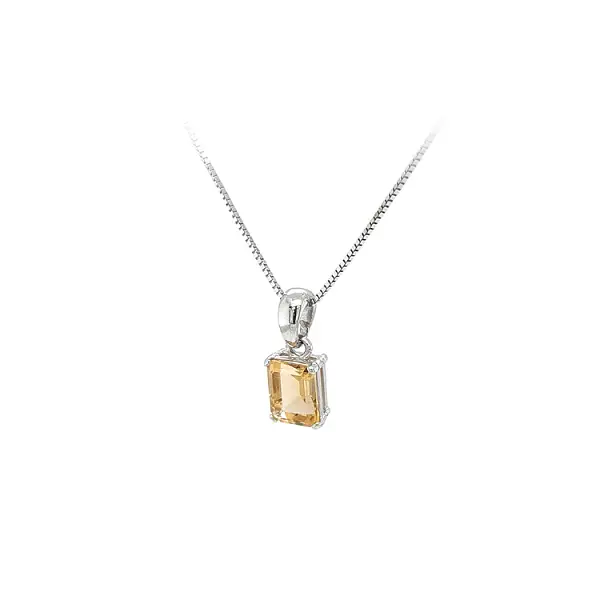 Подвеска с желтым камнем из белого золота