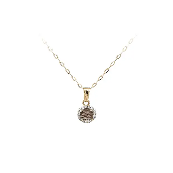 Золотая подвеска с коричневым камнем