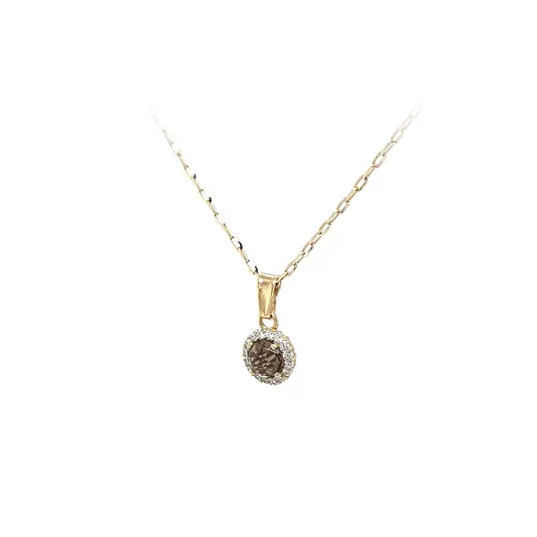 Золотая подвеска с коричневым камнем