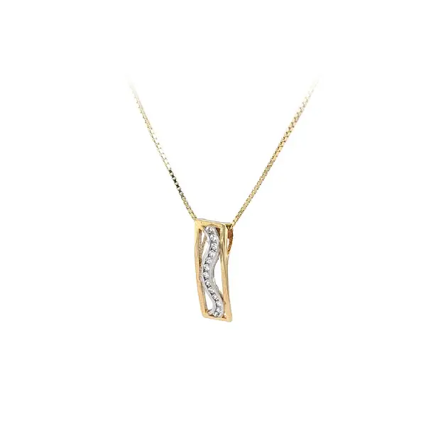 Золотая подвеска с цирконами из комбинированного золота