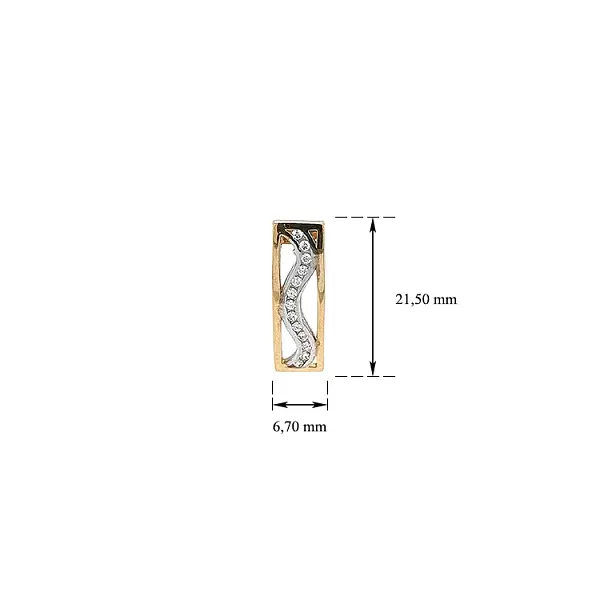 Золотая подвеска с цирконами из комбинированного золота
