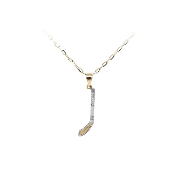 Кулон Хоккейная клюшка из комбинированного золота
