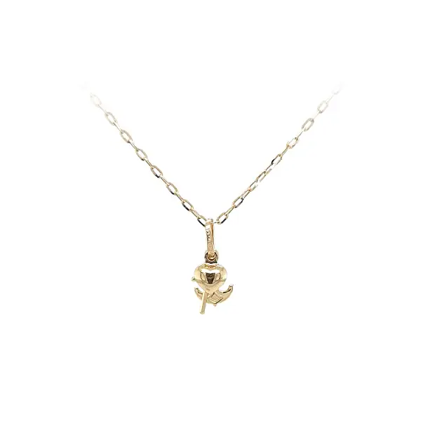 Золотая подвеска Сердце, Якорь, Крест