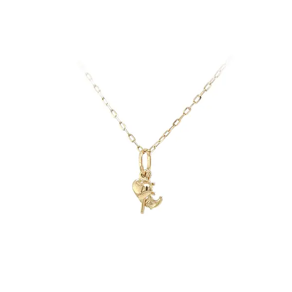 Золотая подвеска Сердце, Якорь, Крест