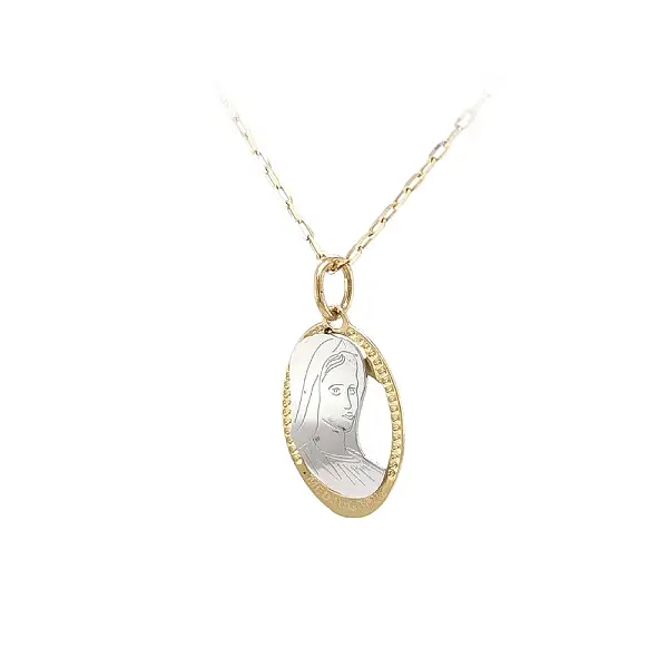 Кулон Мадонна Дева Мария из комбинированного золота