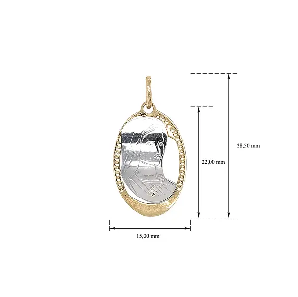 Кулон Мадонна Дева Мария из комбинированного золота