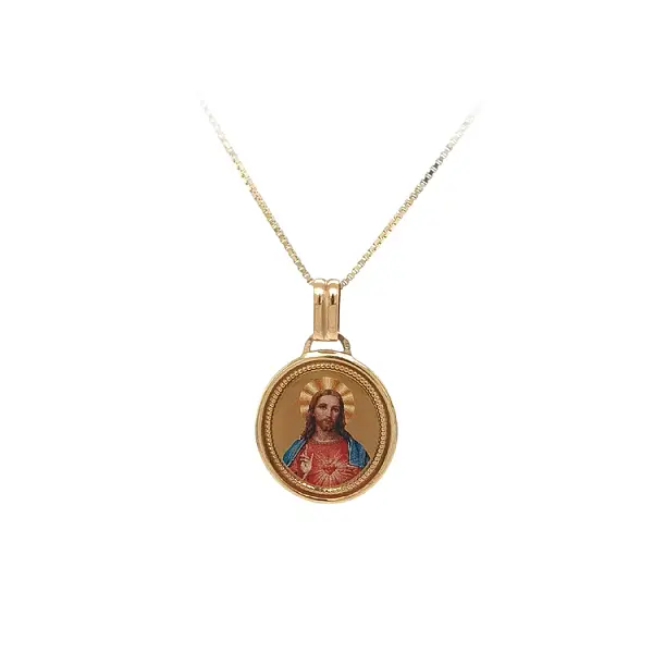 Золотой кулон-медальон Иисус Христос
